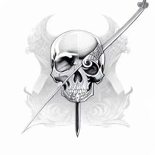 Sword with skull tattoo design idea