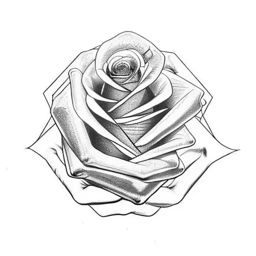 skull hand holding black rose tattoo design idea