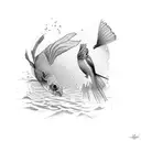 a bird that dives and at the same time a fish that flies. tattoo design idea
