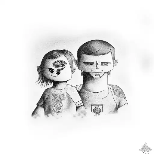 mother and son tattoo design idea