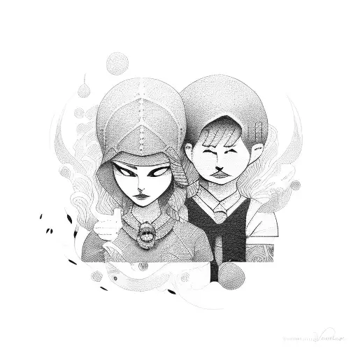 mother and son tattoo design idea