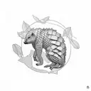 Create a captivating tattoo featuring a pangolin playing the piano tattoo design idea