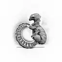 Create a captivating tattoo featuring a pangolin playing the piano tattoo design idea