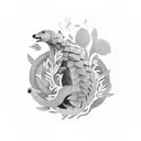 Create a captivating tattoo featuring a pangolin playing the piano tattoo design idea