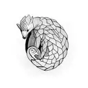 Create a captivating tattoo featuring a pangolin playing the piano tattoo design idea