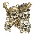 steampunk skulls tattoo design idea
