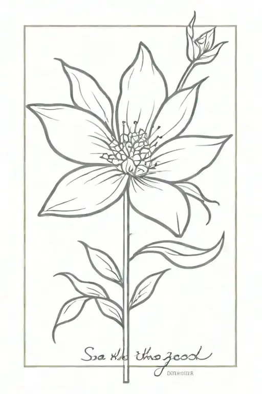 July flower with stem that says "see the good" tattoo design idea