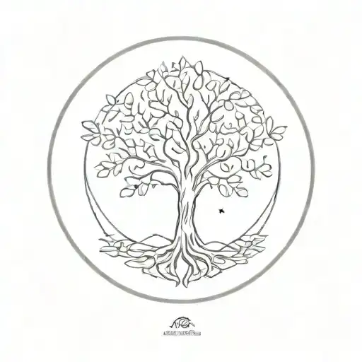 tree in a circle summer   tattoo design idea