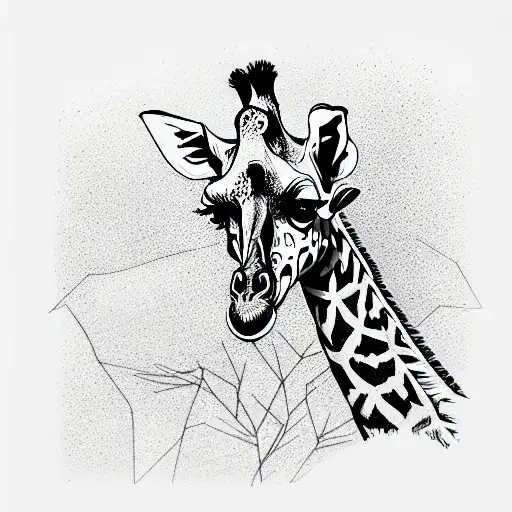 giraffe in full growth tattoo design idea