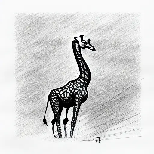 giraffe in full growth tattoo design idea