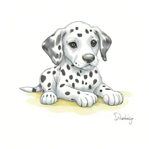 stuffed animal Dalmatian dog walking with baby blanket  tattoo design idea
