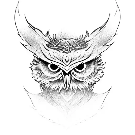evil owl  tattoo design idea