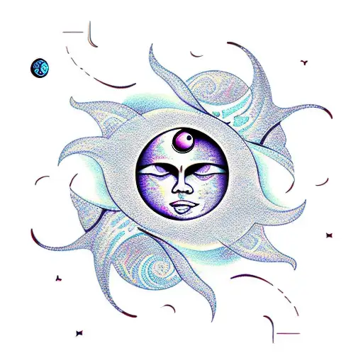 sun, moon, wave ,butterfly and then the gratitude symbol. tattoo design idea