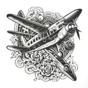 bright, dazzling, flashing  plane  tattoo design idea