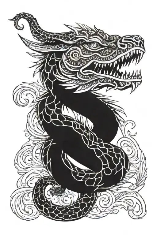 feathered serpent tattoo design idea