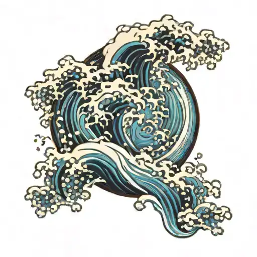 japanese sea waves tattoo design idea