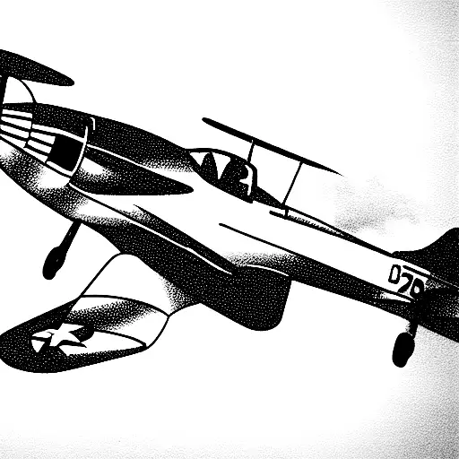 Curtiss P-40 Warhawk airplane with 2020 plate tattoo design idea