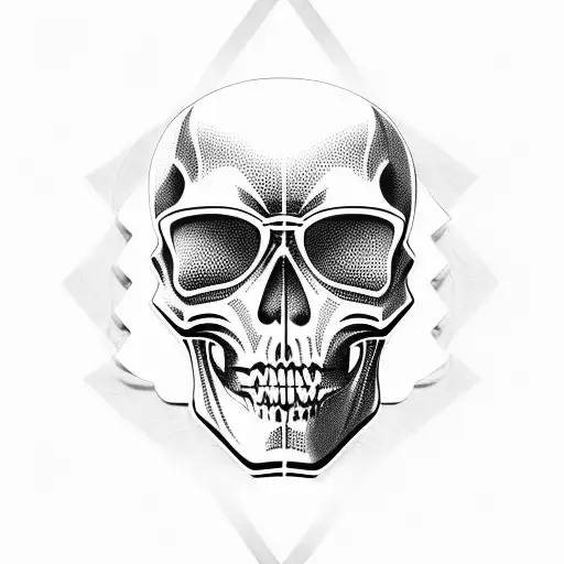 skull  bandana covering  face with motorcycle speedometer, gears, pistons tattoo design idea