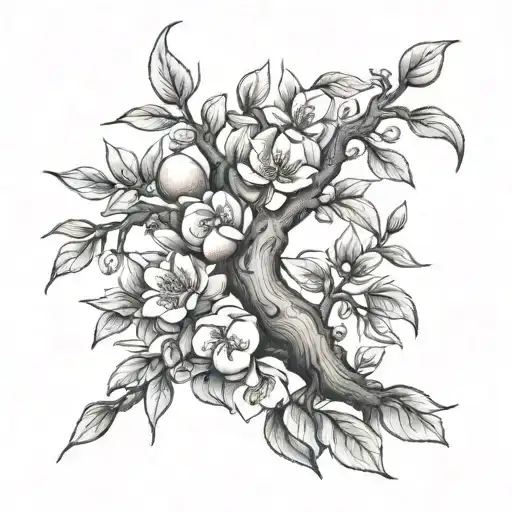 peach tree on shoulder tattoo tattoo design idea