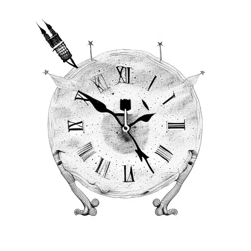 Rocky Mountains with clock with Roman numerals of November 27 2007 tattoo design idea