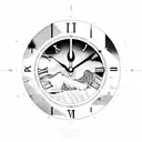 Rocky Mountains with clock with Roman numerals of November 27 2007 tattoo design idea