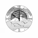 Rocky Mountains with clock with Roman numerals of November 27 2007 tattoo design idea