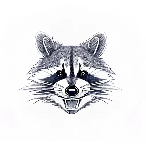 cartoon raccoon wearing 80s style clothes eating pizza tattoo design idea