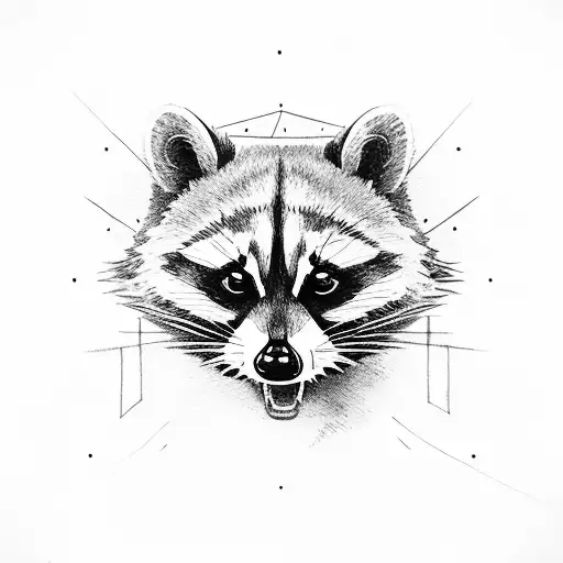 raccoon wearing 80s style clothes eating pizza tattoo design idea