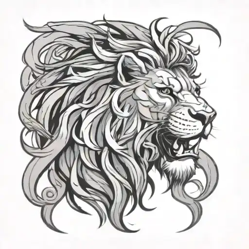 Design a tattoo featuring a lion in a regal and powerful style, symbolizing the client's passion for MMA tattoo design idea