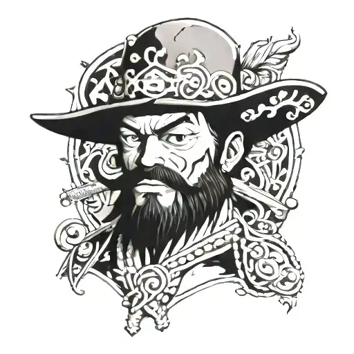 one piece charachter Blackbeard  tattoo design idea