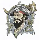 one piece charachter Blackbeard  tattoo design idea