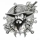 one piece charachter Blackbeard  tattoo design idea