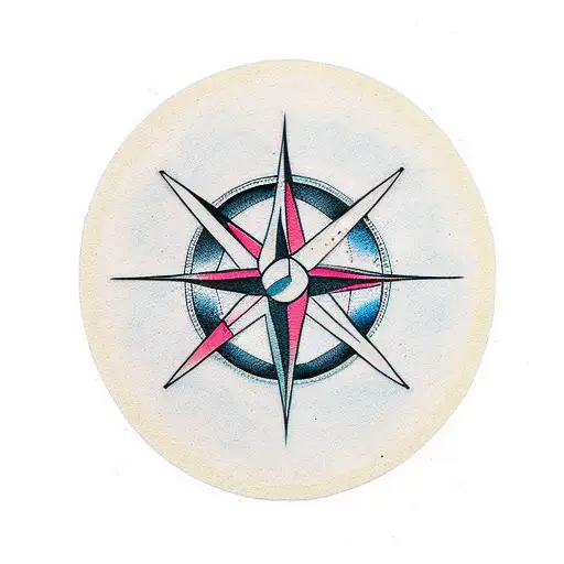 half compass and mountain tattoo design idea