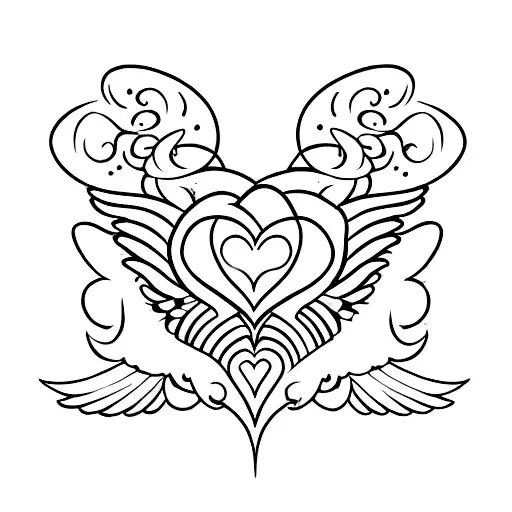 heart with wings and crown tattoo design idea