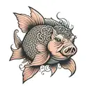 Fish-Pig tattoo design idea