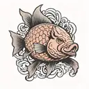 Fish-Pig tattoo design idea