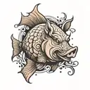 Fish-Pig tattoo design idea