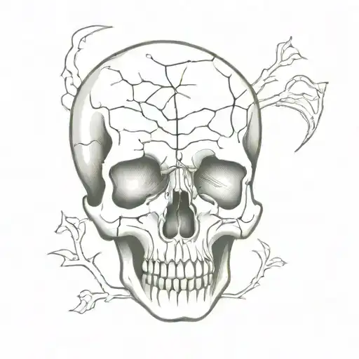 So can you draw me a tattoo of a skull with an open mouth, a hole on the skull like trepanation, a closed eye and a half tattoo design idea