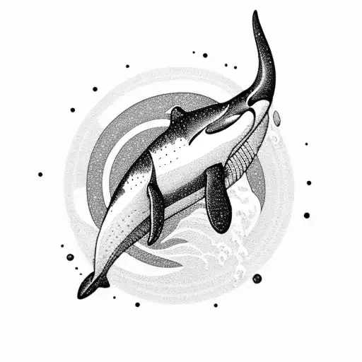 orca with waves tattoo design idea