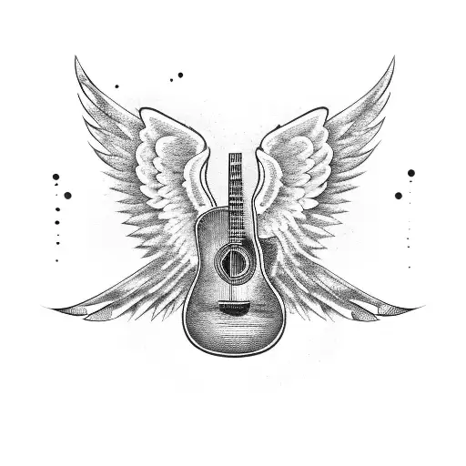 Guitar with wings tattoo design idea