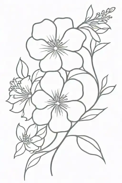 Korean flowers  tattoo design idea