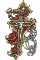 create a tattoo design which have the crucifix and the holy rosary it should for a shoulder tattoo design idea