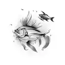 only dead fish go with the flow tattoo design idea