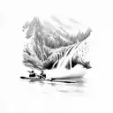 whitewater kayaking  tattoo design idea
