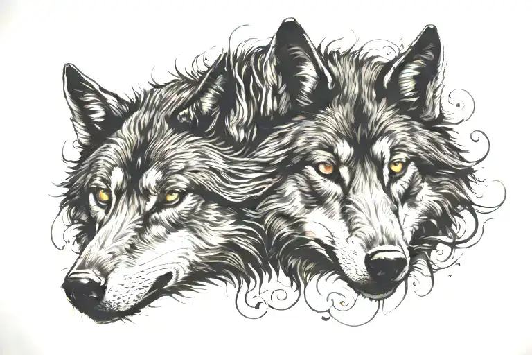 black wolf with eyes all over body tattoo design idea