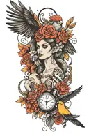 forever 21 with birds and feathers tattoo design idea