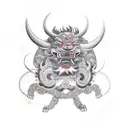 Fu dog, full arms, Oni tattoo design idea