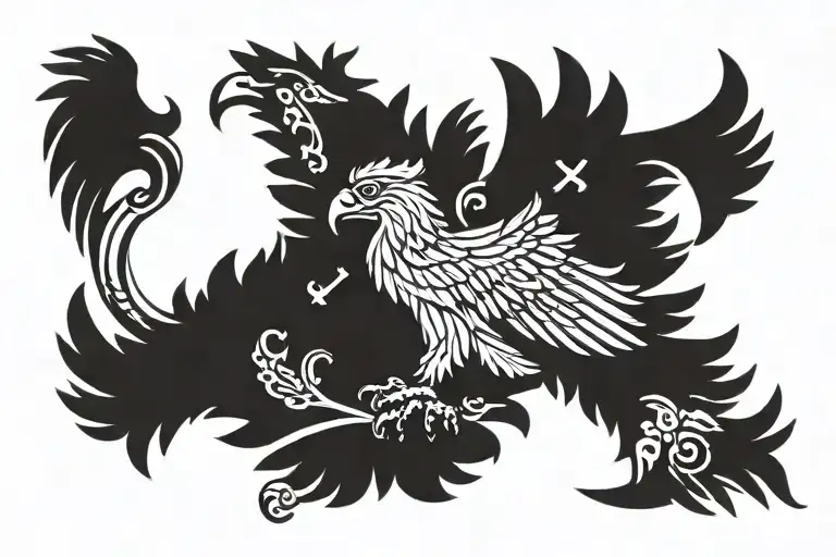 polish eagle holding tattoo design idea