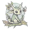 korok looing at fairy sitting tattoo design idea