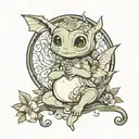 korok looing at fairy sitting tattoo design idea